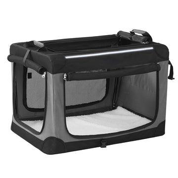 Opvouwbare hondentransportbox met 4 gaasdeuren | Zwart | 53x76x53 cm