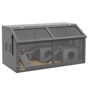 Hamsterkooi voor dwerghamster van hout | Kleur: Donkergrijs | Afmetingen: 45x85x44 cm