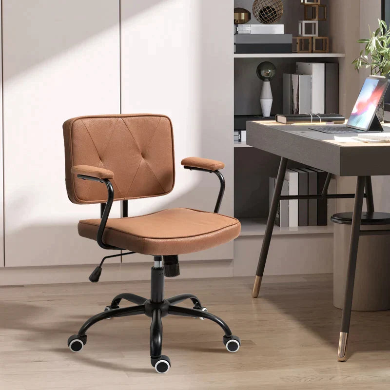 Bureaustoel, verstelbaar en draaibaar | Kleur: Bruin | Afmetingen: 61x58x82-91 cm