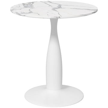 Witte ronde eettafel van staal en MDF | Kleur: Wit | Afmetingen: 70x70x74 cm