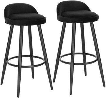 Set van 2 barhockers met rugleuning en voetsteun | Zwart