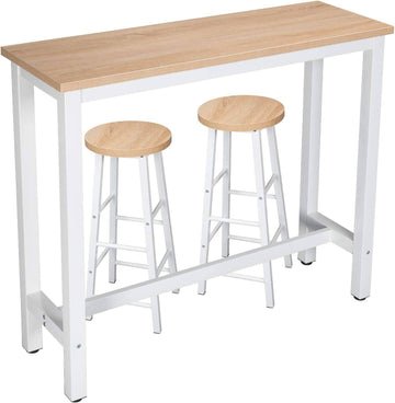 Bartafelset met 2 barkrukken Metaal MDF licht eiken | Licht eiken | 120x40x100 cm