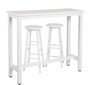 Bartafelset met 2 barstoelen metalen frame MDF | Wit | 120x40x100 cm