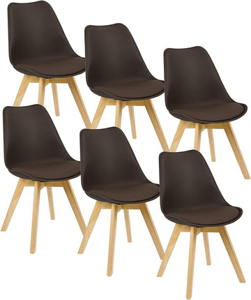 6-delige eetkamerstoelenset van kunstleer en hout | 48x42x82 cm