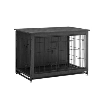 Hondenbench zwaar uitgevoerd - spaanplaat/stalen constructie - zwart - 98 x 65 x 68 cm