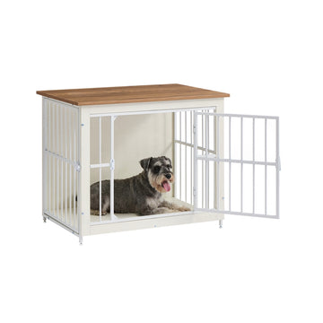 Hondenbench meubel binnen tot 20 kg met 2 deuren | Wolkenwit-honingbruin | 55x82x64 cm