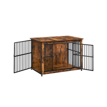 Hondenbench vintage bruin - staal en spaanplaat - 98 x 65 x 69 cm