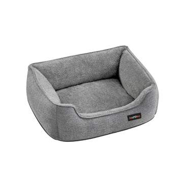 Hondenmand lichtgrijs - pluche kussen - imitatie linnen - PP-vulling - antislip - 60 x 50 x 21 cm