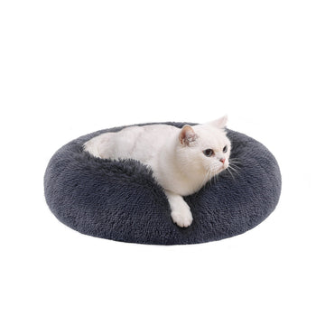 Donkergrijs donut hondenbed - geheugenschuim - 50 x 20 cm