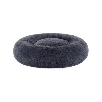 Hondenmand - zacht gevoerd donutbed - kattenbed - draagbaar - pluche - donkergrijs