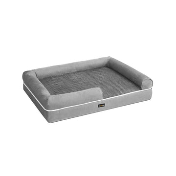 Orthopedisch hondenbed - waterdicht, verhoogd, pluche, lichtgrijs