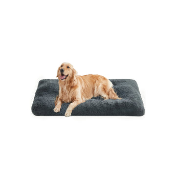 Donkergrijs hondenbed - gewatteerd - PV-pluche - 122 x 74 cm - 10 cm dik
