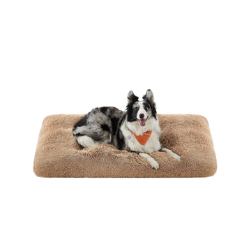 Hondenbed camelbruin - pluche - antislip - orthopedische steun - 122 x 74 x 10 cm