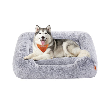 Hondenbed met verhoogde randen en afneembare hoes | Ombre-grijs | 85x120x23 cm