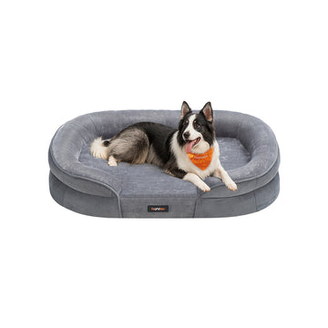 Hondenbed - Zacht comfort - gewrichtsondersteuning - grijs - flanel & fluweel - 91 x 68 x 18 cm