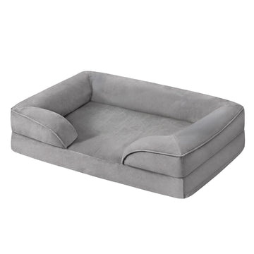 Orthopedisch hondenbed M met afneembare hoes en verhoogde randen | Lichtgrijs | 51x76x16 cm
