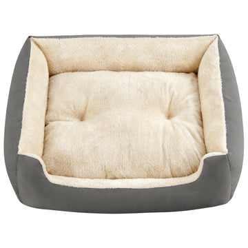 Hondenbed met uitneembaar omkeerbaar kussen voor woonkamer | Grijs | 80x65x20 cm