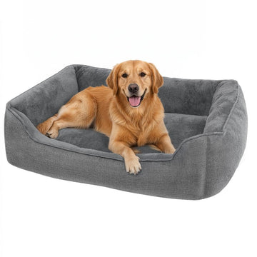 Hondenbed en kattenbed met verhoogde randen | Grijs | 100x75x25 cm