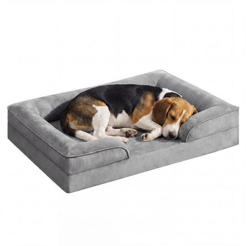 Orthopedisch hondenbed L, afneembare hoes, verhoogde randen | Lichtgrijs | 89x63x16 cm