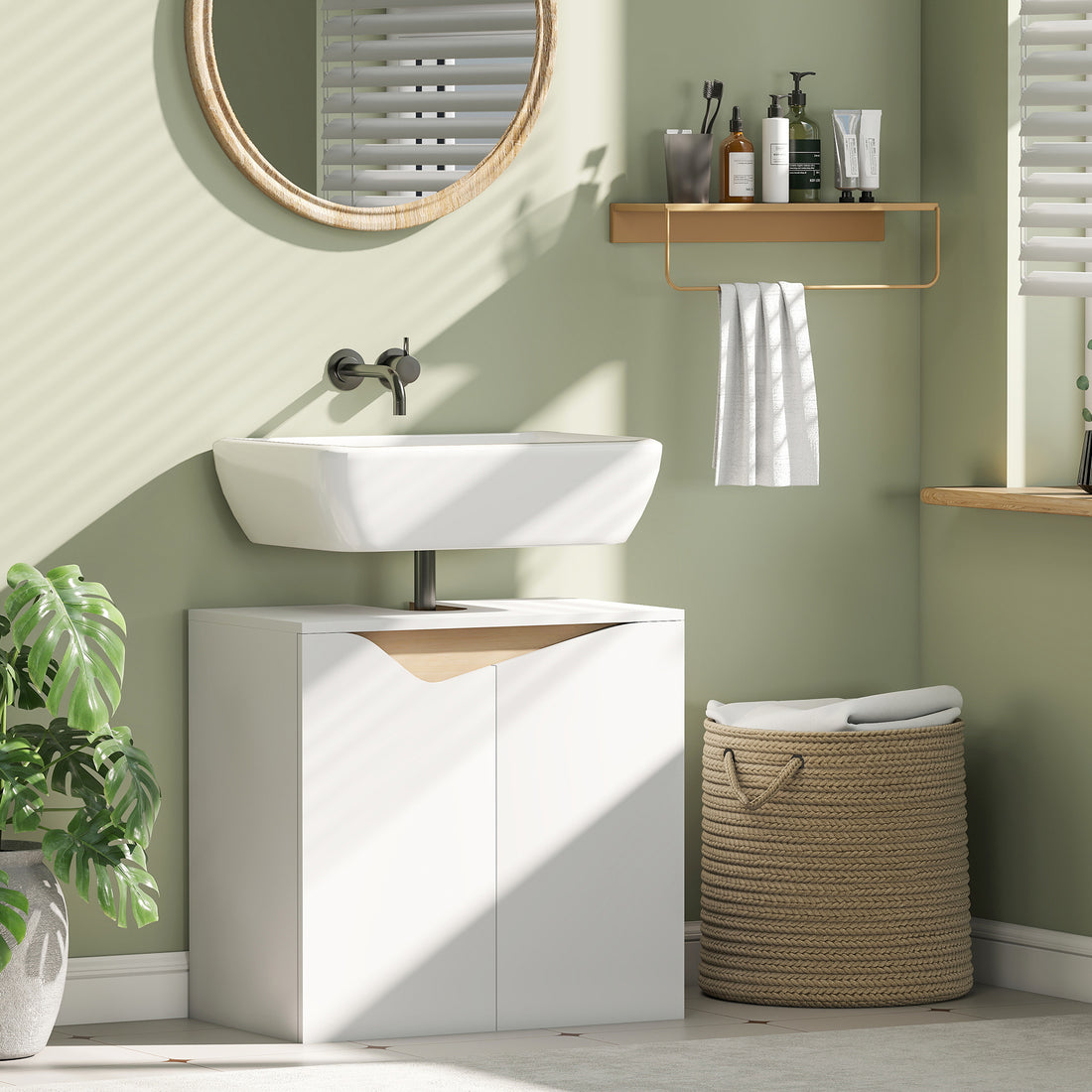 Wastafelonderkast met soft-close deuren - Wit | Kleur: Wit | Afmetingen: 60x35x57,9 cm