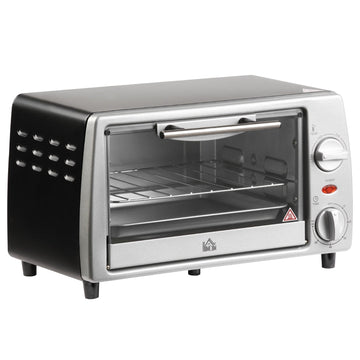 Mini-oven 10 L met bakplaat en rooster | Kleur: Zilver | Afmetingen: 26x36.5x22 cm