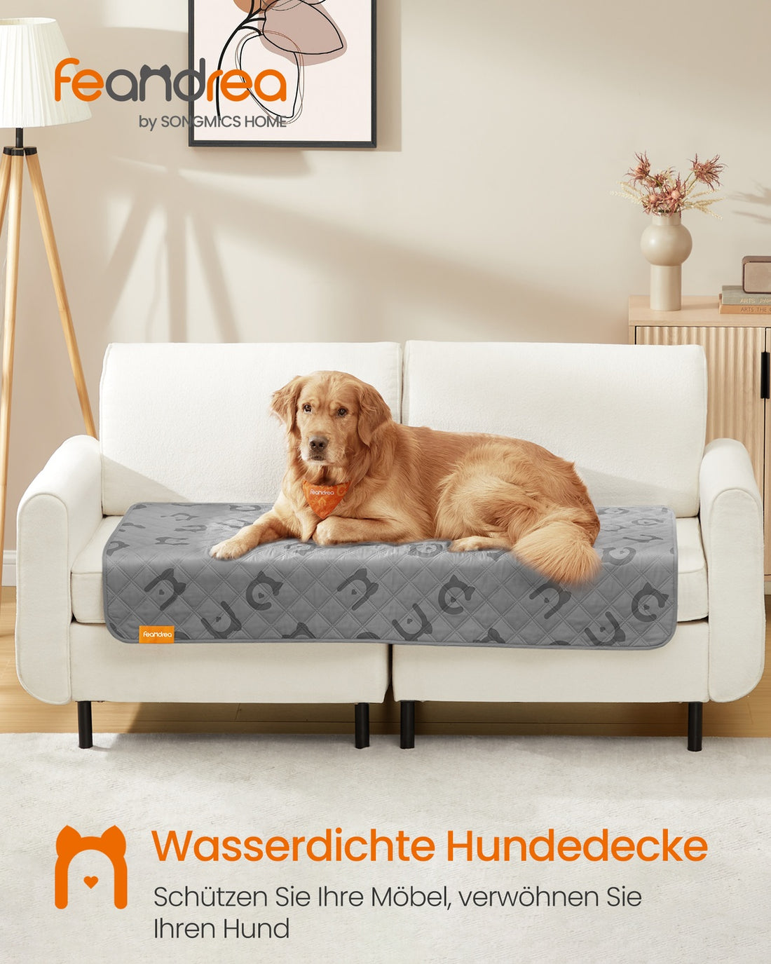 Wasserdichte Hundedecke | Taubengrau | 135x76 cm