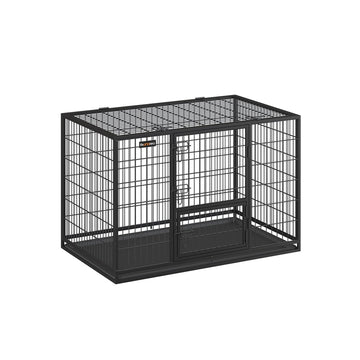 Stevige stalen hondenbench - ruime kooi - uitneembare bak - 122 x 74,5 x 80,5 cm - zwart