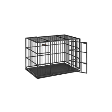 Stalen hondenbench, groot, extra stevig, 107 x 70 x 75 cm, zwart, met bodemplaat
