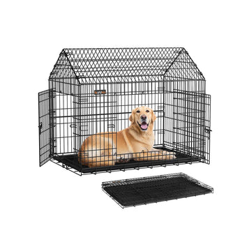 Opvouwbare hondenbench - dubbele deuren - zwart - 120 x 72,5 x 109 cm