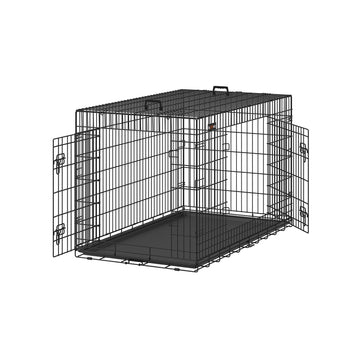 Stevige hondenbench voor transport, staal, kunststof bak, 136 x 79 x 87 cm