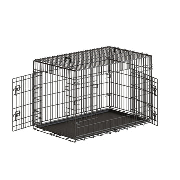 Opvouwbare hondenkooi met 2 deuren | Zwart | 74,5x122x80,5 cm