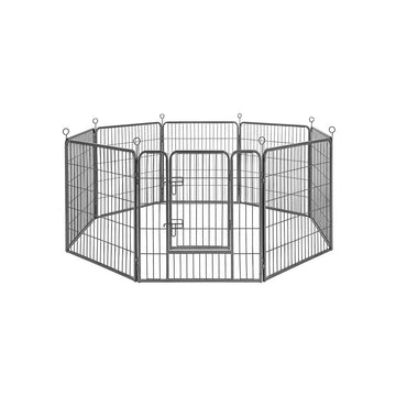 Hondenren buiten - puppyren met 8 panelen - metaal - grijs