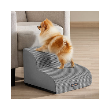 Hondentrap met antislipbekleding en 2 treden | Duifgrijs | 40x40x30 cm
