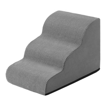 Hondentrap met 3 treden van wafelcord | Leigrijs | 40x57x40 cm