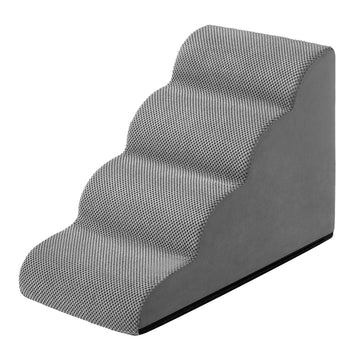Hondentrap met 4 treden van wafelcord | Leigrijs | 40x72x50 cm