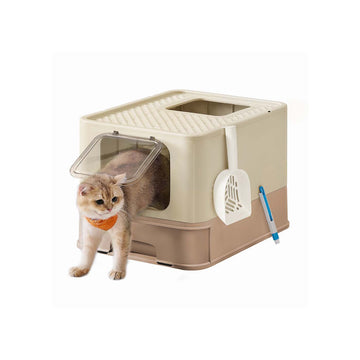 Gesloten kattenbak met schep - geurcontrole - 54,3 x 42,5 x 37,8 cm - bruin