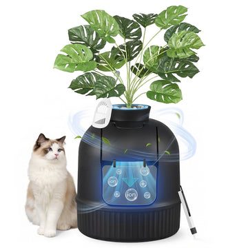 Verborgen kattenbak in bloempot met gesloten deur en koolfilter | Tintenzwart | 49x49x59 cm