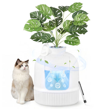 Verborgen kattenbak in bloempot met gesloten deur en koolstoffilter | Wolkenwit | 49x49x59 cm