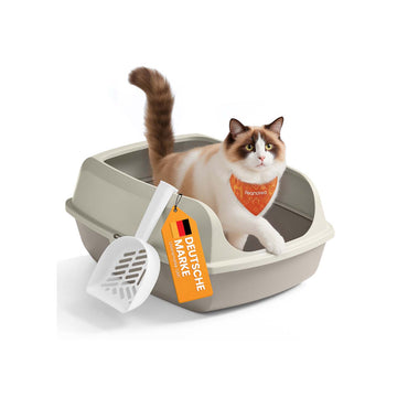 Open kattenbak met hoge rand - bruin - minder morsen - 56 x 42 x 23,5 cm