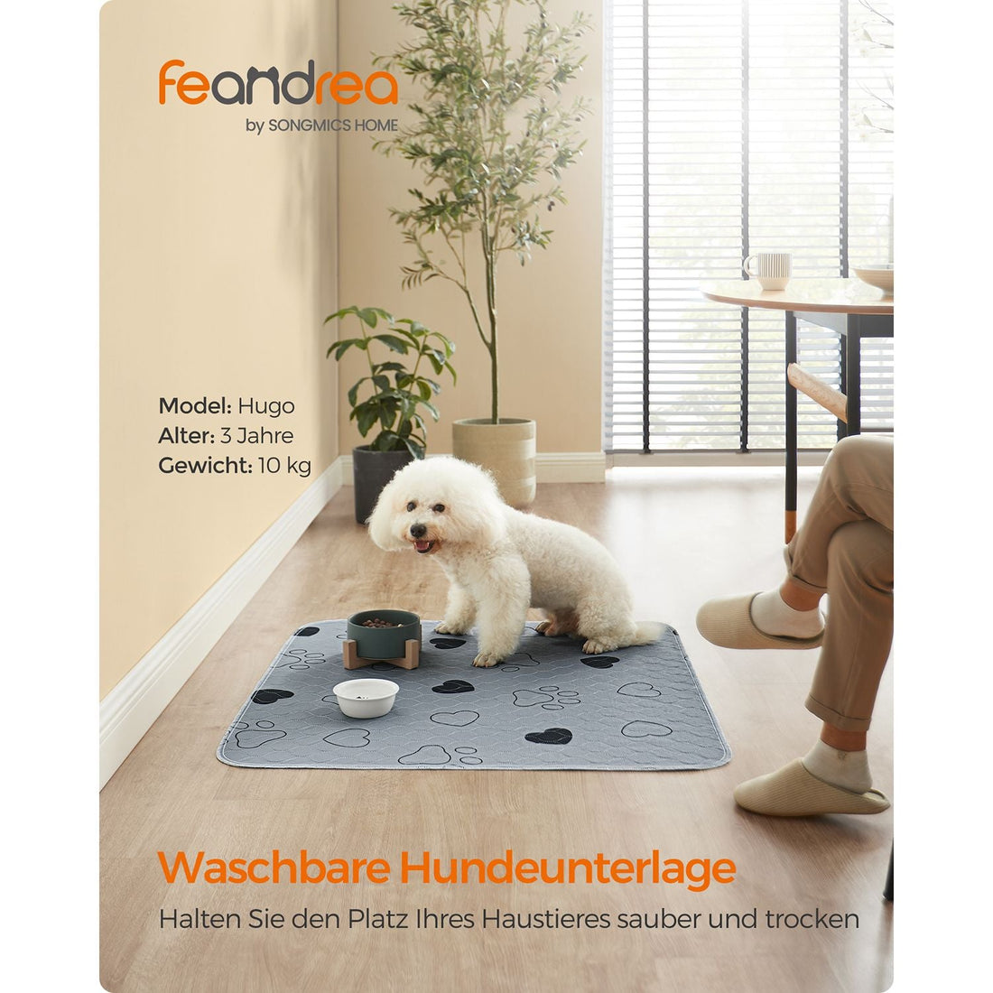 Waterdichte grijze puppytrainingsmat 91 x 86 cm – polyester, TPU, antislip, set van 2