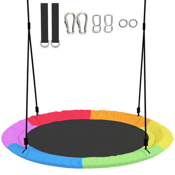 Nestschommel Ø100 cm, verstelbare touwen | Kleur: Meerkleurig | Afmetingen: 100x100x180 cm