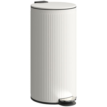30 L tretemmer met softclose-deksel en pedaal | Kleur: Crèmewit | Afmetingen: 30x36x60,5 cm