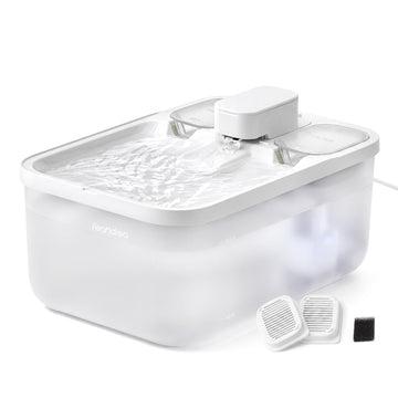 Kattenfontein 4,5 L stil met 3 filters | Wolkenwit | 19,3x28,7x17,3 cm