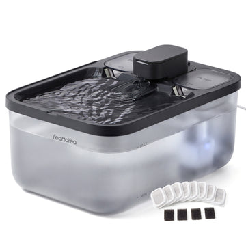 Katten drinkfontein 4,5 L stil met 12 filters | Zwart | 28,7x19,3x17,3 cm