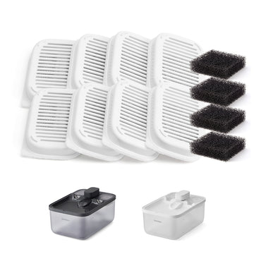 12 vervangingsfilters voor kattenfontein 4,5 l | Wit | 6,6x4,7x1 cm
