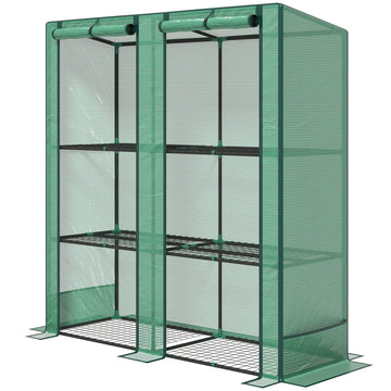Mini-kas met 3 niveaus - Kweekkas | Kleur: Groen | Afmetingen: 48x144x152/142 cm