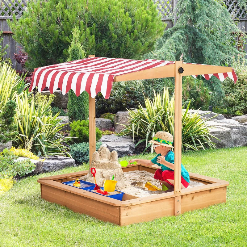 Zandbak met verstelbare zonnekap | Kleur: Geel | Afmetingen: 107.5x107.5x110 cm