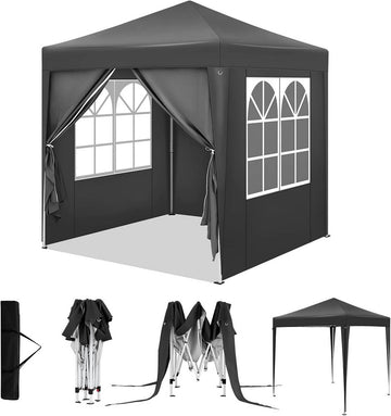 Paviljoen 2x2 m met 4 zijwanden | Anthraciet | 200x200x232/236/240 cm