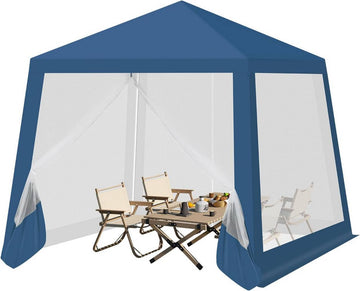 Partytent 3x3 m met zijwanden, muskietennet en metalen frame | Blauw