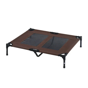 Verhoogd hondenbed met ademend mesh | Kleur: Bruin, zwart | Afmetingen: 76x92x18 cm